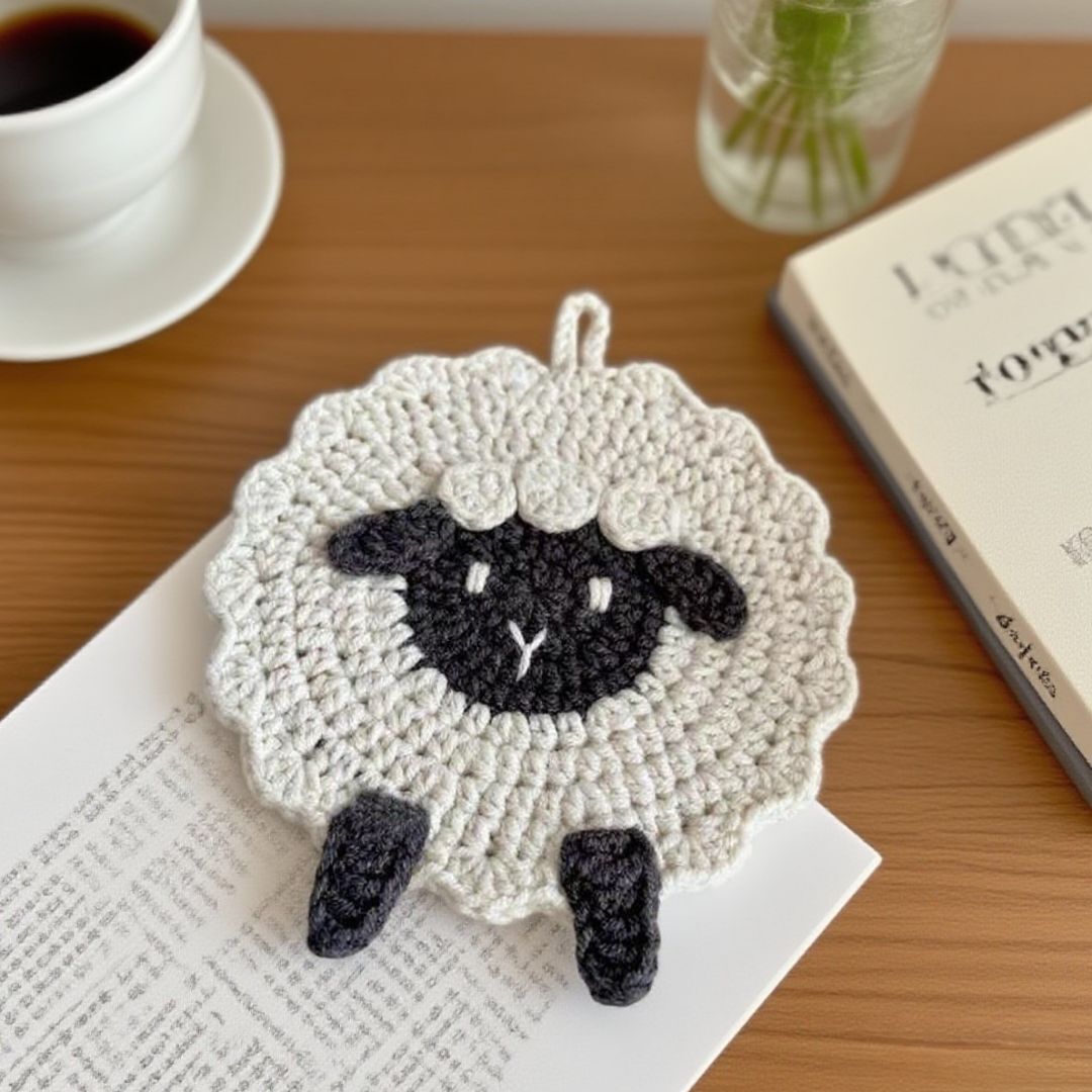 Crochet Sheep Coaster Kit Cute Animal Drink Mat