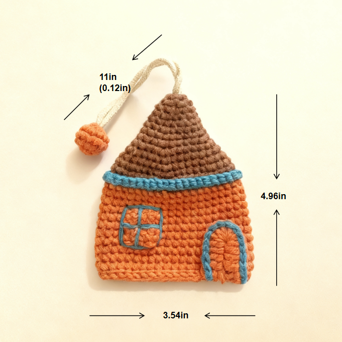 Crochet Cottage House Keychain Charm