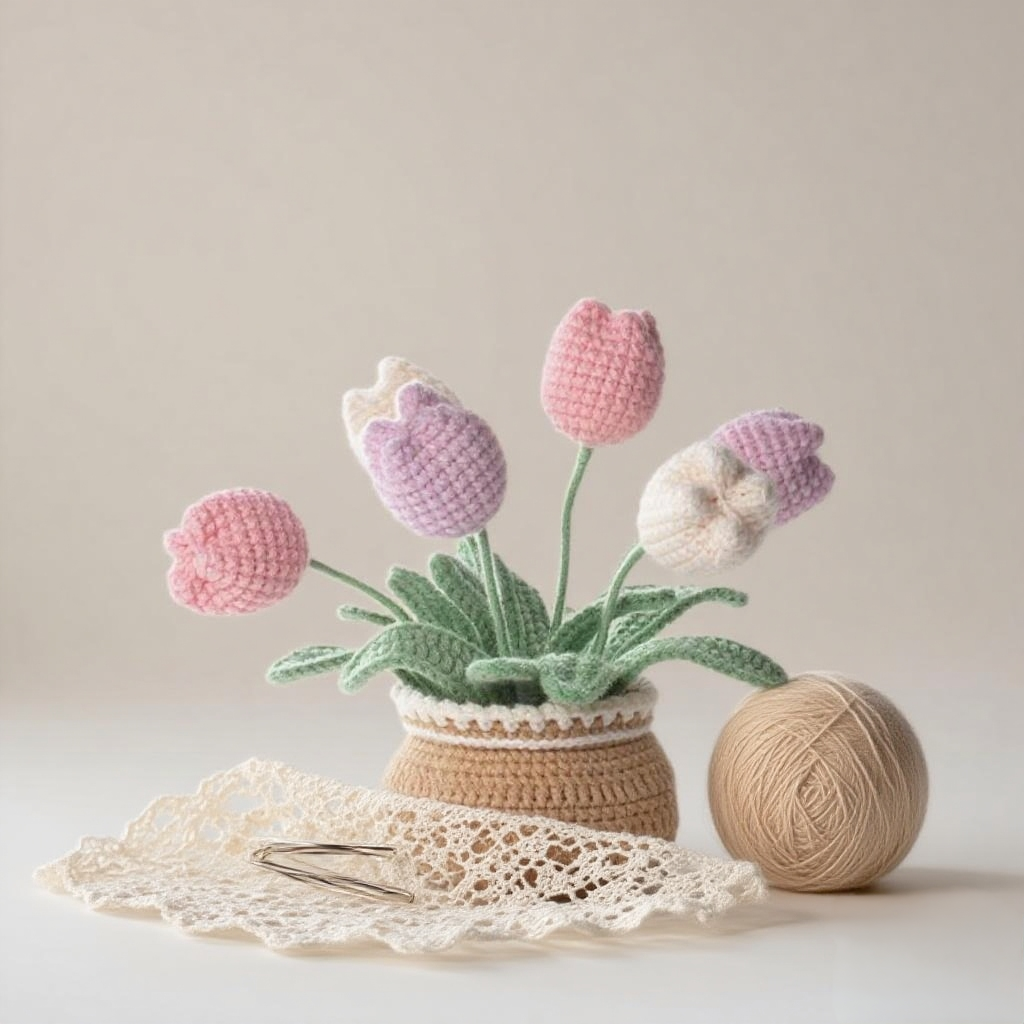 Crochet Tulip Flower Pot Kit for Beginners