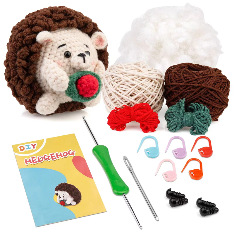 Wholesale Crochet Animal Set Hedgehog Doll DIY Wool Knit Materials Kit