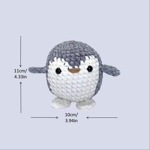 Handmade Amigurumi Crochet Grey Penguin Doll Set for Kids Gift