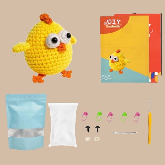 DIY Yellow Chicken Crochet Kit Complete Supplies for Amigurumi Craft Perfect for Hobbyists