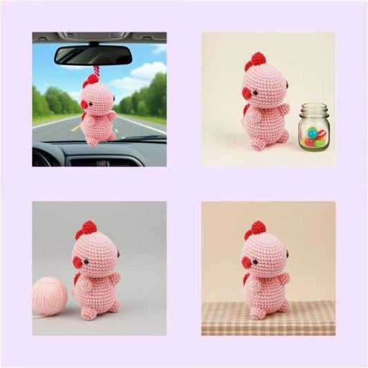 Crochet Kit for Cute Pink Dinosaur for Girls Crochet Doll