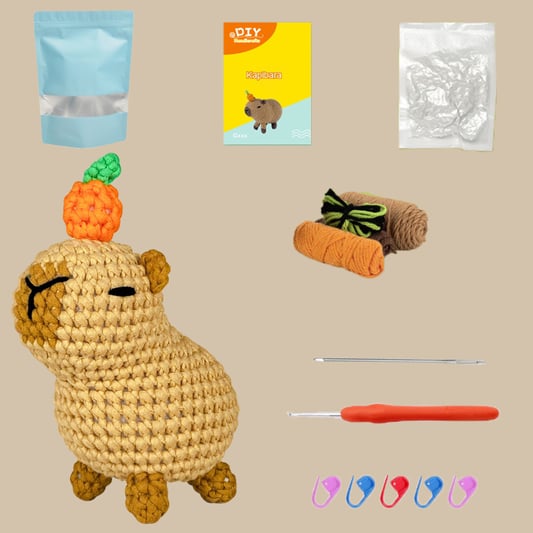 DIY Beginner Crochet Kit Capybara Amigurumi Plush Toy for Crafts