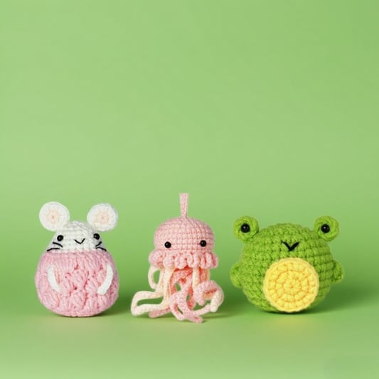 Premium 3-Set Animal Amigurumi Crochet Kit Pack Professional Crochet Kits for Crochet Amigurumi Girl Doll Kit