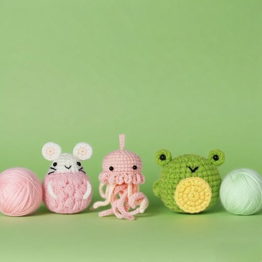 Premium 3-Set Animal Amigurumi Crochet Kit Pack Professional Crochet Kits for Crochet Amigurumi Girl Doll Kit
