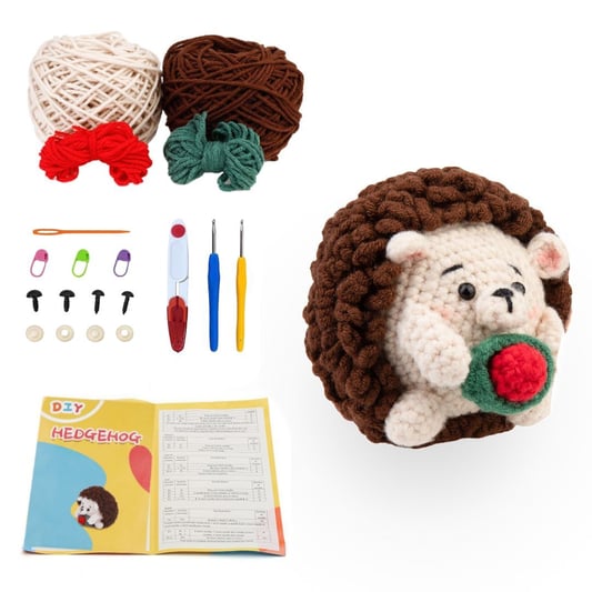 Crochet Kit for Animal Doll with Cotton Yarn and Video Tutorials