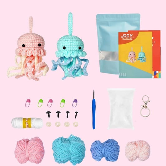 Octopus Shape Crochet Kit with Keychain and Yarn Accessories