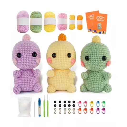 Wholesale Starter DIY Knitting Yarn Plush Dinosaurs Crochet Dolls Kits