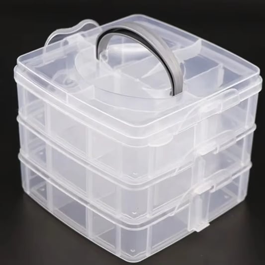 3 Layer Cosmetic Jewelry Adjustable Stackable Clearly Storage Gift Box