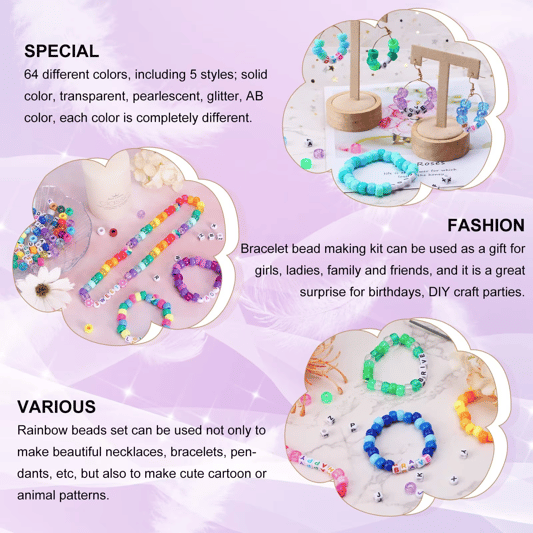 Ponny Beads Set with Square Letter Beads DIY Hair Weaving Beads Kit
