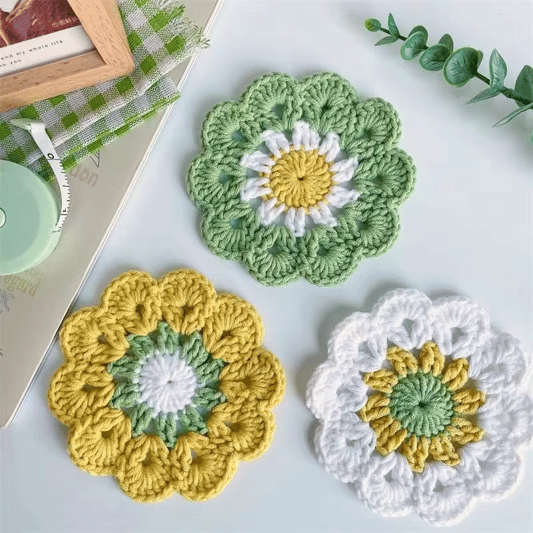 Yarn Woven Coasters Set DIY Crochet Insulated Coasters Home Decor Kits