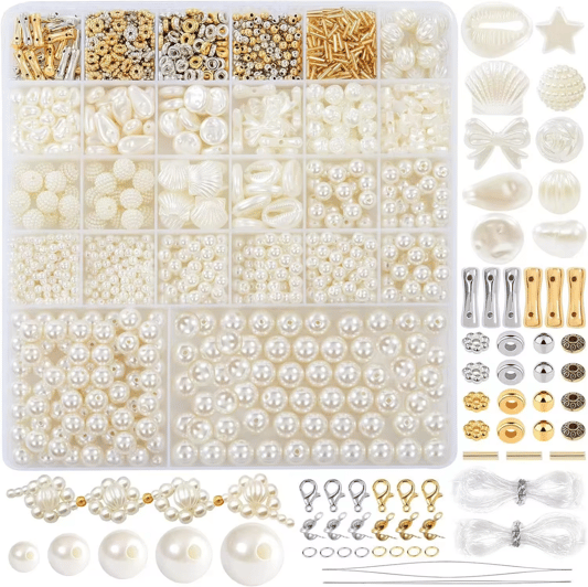 Wholesale Sell White Color Plastic Pearls With Gold Pendant Kit