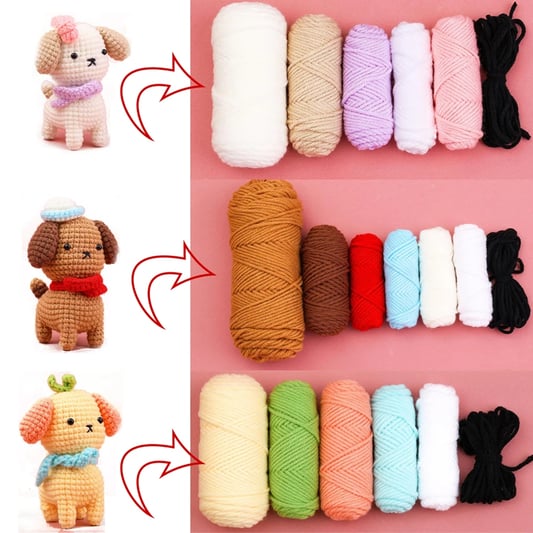 Wholesale Crochet Dog Doll Knit Set DIY Knitting Pendant Keychain Kits