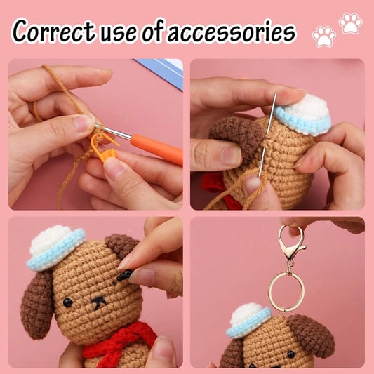 Wholesale Crochet Dog Doll Knit Set DIY Knitting Pendant Keychain Kits