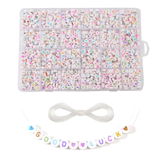 Wholesale A-Z Letter Beads Kit Flat Round Craft Alphabet Beads Making
