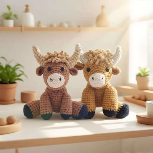 Brown Cow Bull Ox Shape Crochet Kit with Yarn and Accessories
