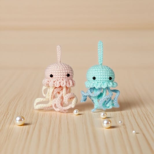 Pink and Turquoise Octopus Crochet Kit for Making Two Animal Figures