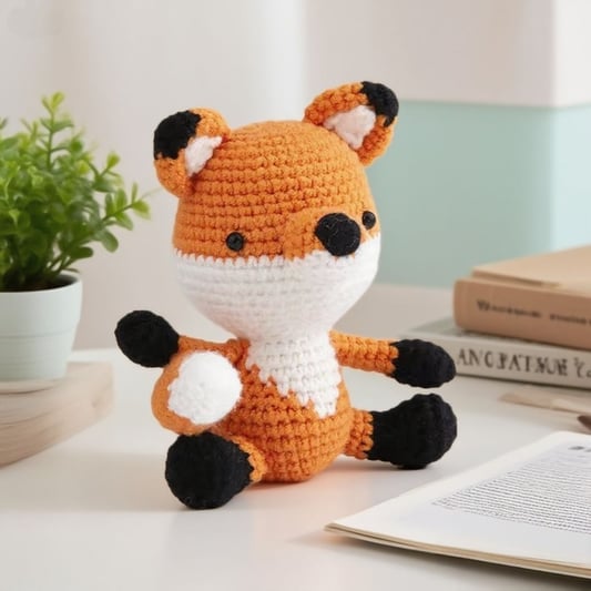 Fox Shape Crochet Kit DIY Knitting Set with Yarn and Instructions