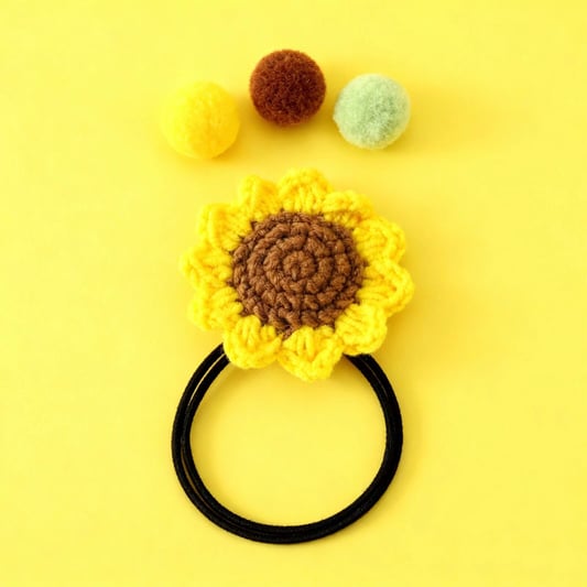Crochet Sunflower Hair Tie