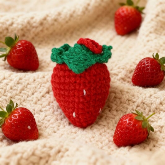 Mini Strawberry Crochet Plush