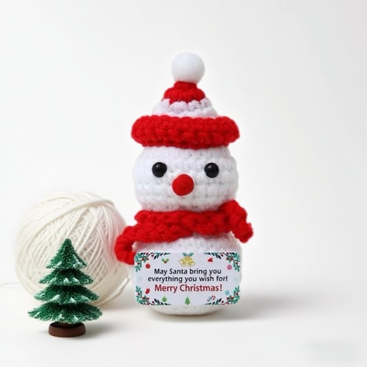 Crochet Snowman Doll Keychain Handmade