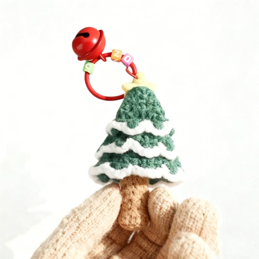 Christmas Tree Crochet Keychain