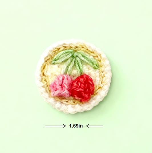 Crochet Cherry Brooch Fruit Pin