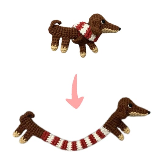 Crochet Dog Keychain Kit Long Body Design