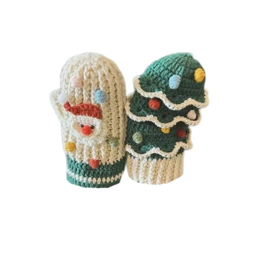 Crochet Mitten Kit Santa Tree Winter Design