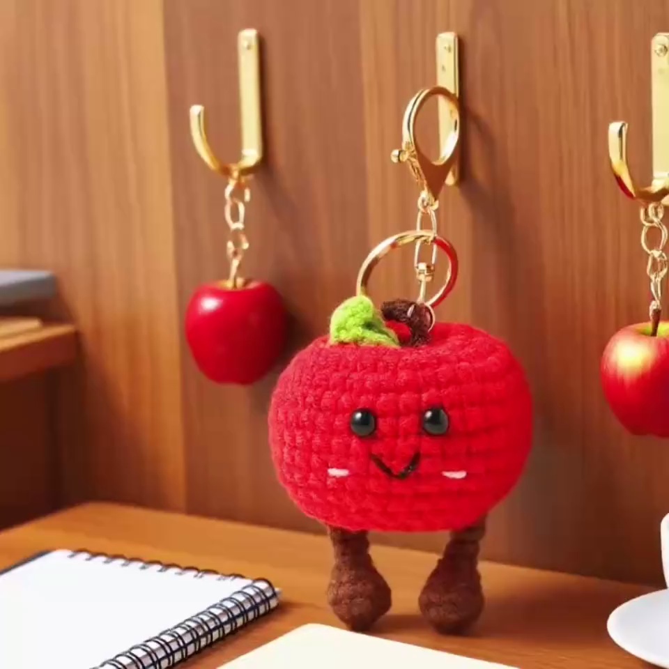 Crochet Smiling Apple Keychain Kit