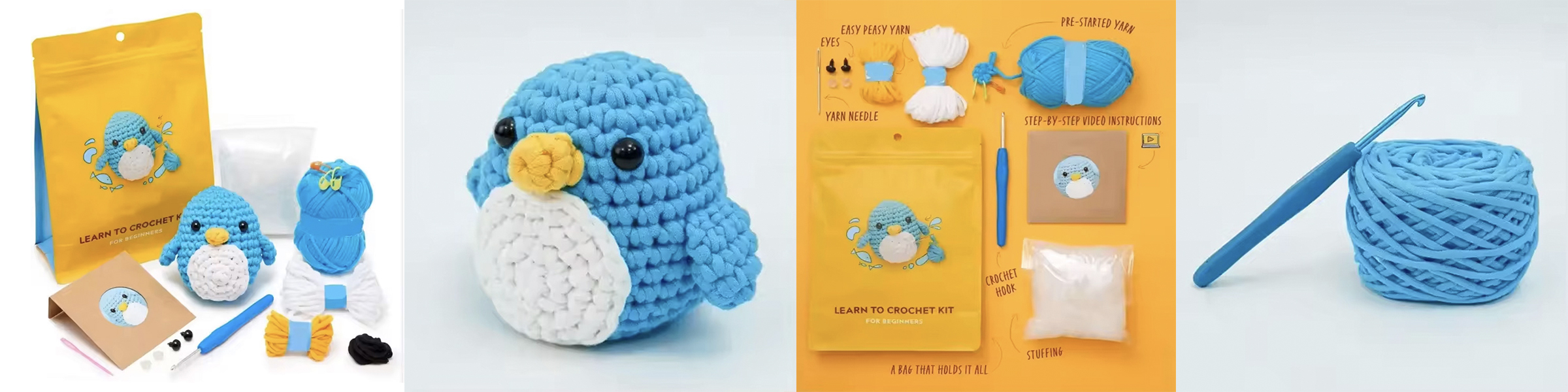 2024 Hot Sell Crochet Penguin Doll Kits DIY Knit Cartoon Animal Pendan