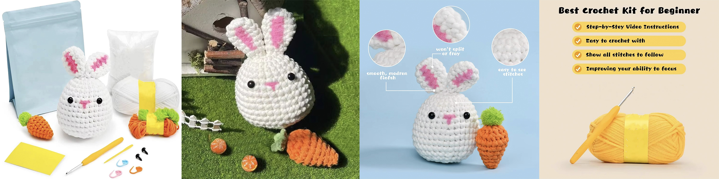 Wholesale Animal Knit Sets DIY Rabbit & Carrot Crochet Materials Kits
