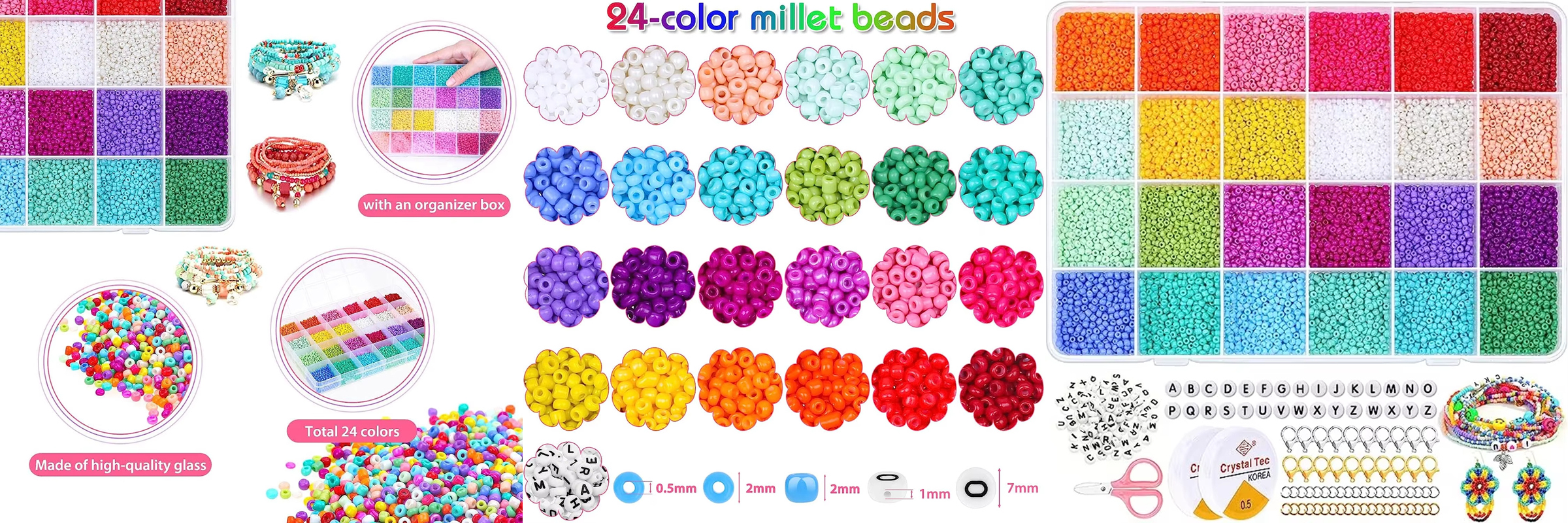 2mm Glass Seed Bead DIY Jewelry Making Kit