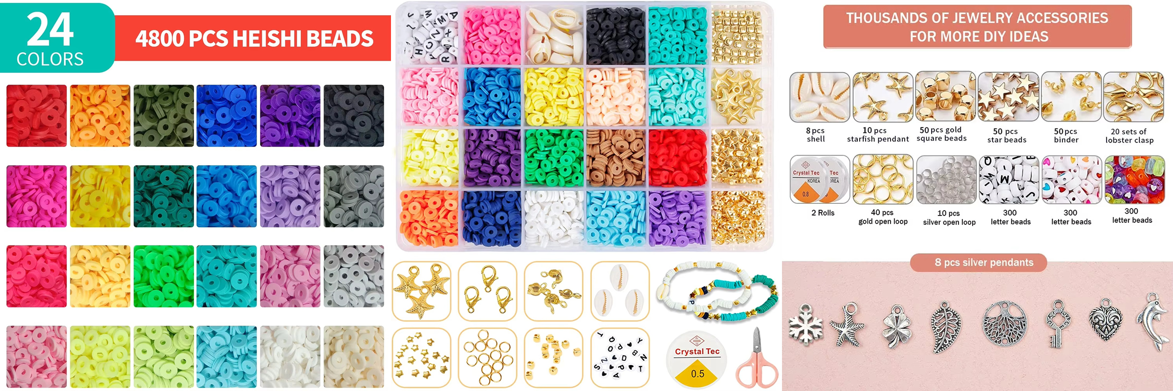 Round Color 6mm Clay Bead Set Polymer Clay Beads Kit