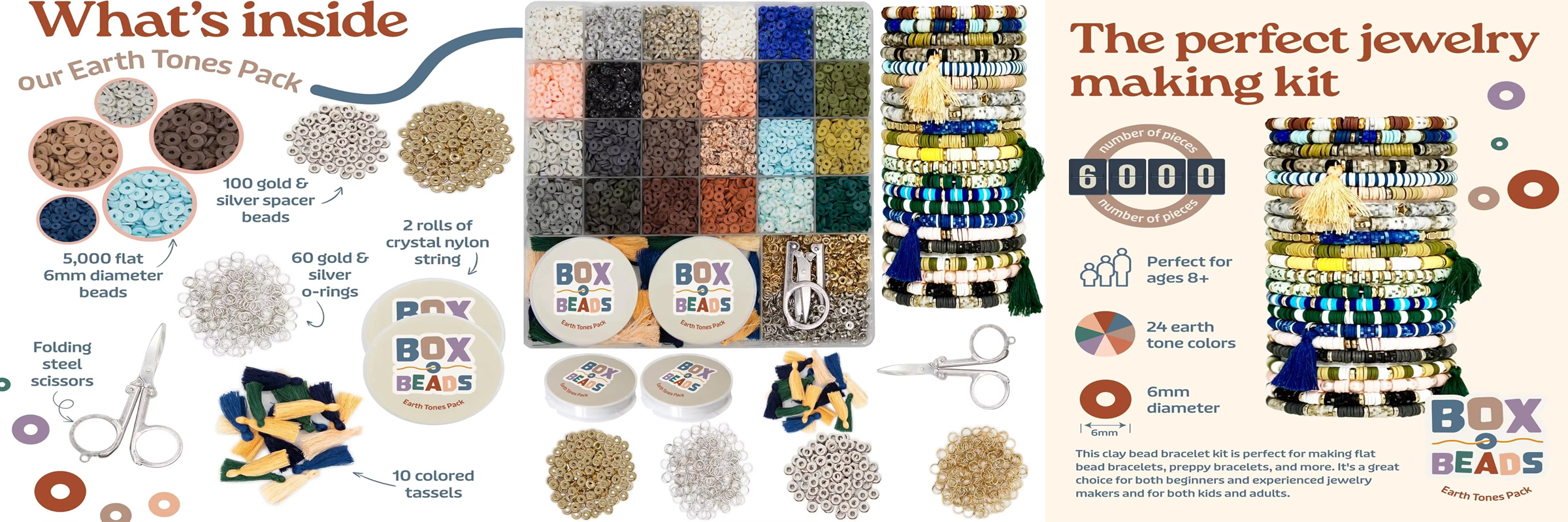 Flat Round Heishi Clay Beads Kit Spacer Beads Decoration Charms Kit