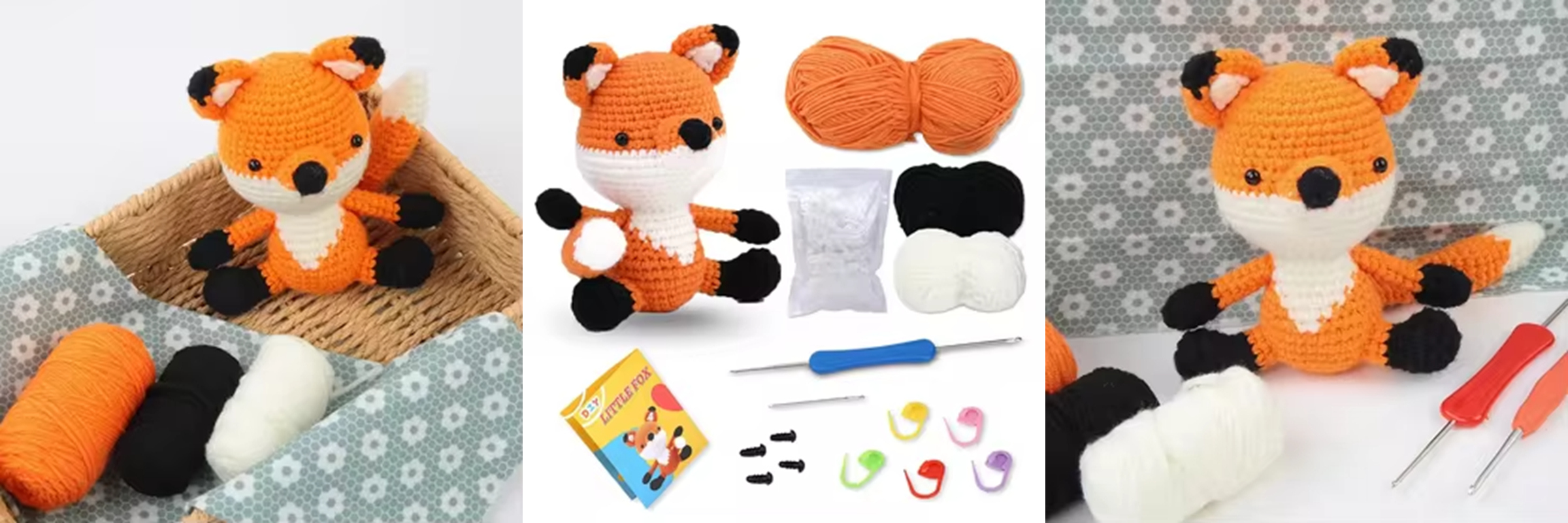 Market Hot Selling Animal Knitting Doll DIY Crochet Fox Keychain Kits