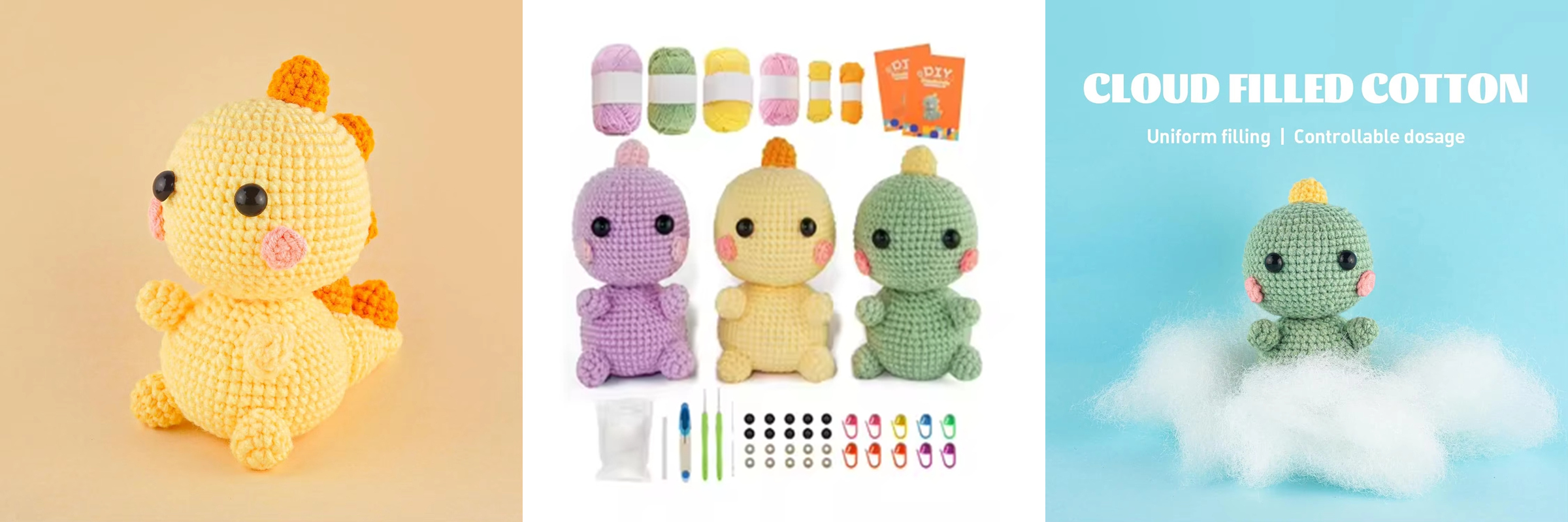 Wholesale Starter DIY Knitting Yarn Plush Dinosaurs Crochet Dolls Kits