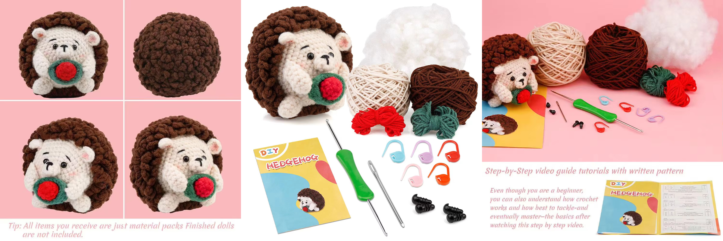 Hot Sell High Quality Crochet Animal Kit DIY Weaving Hedgehog Doll Set