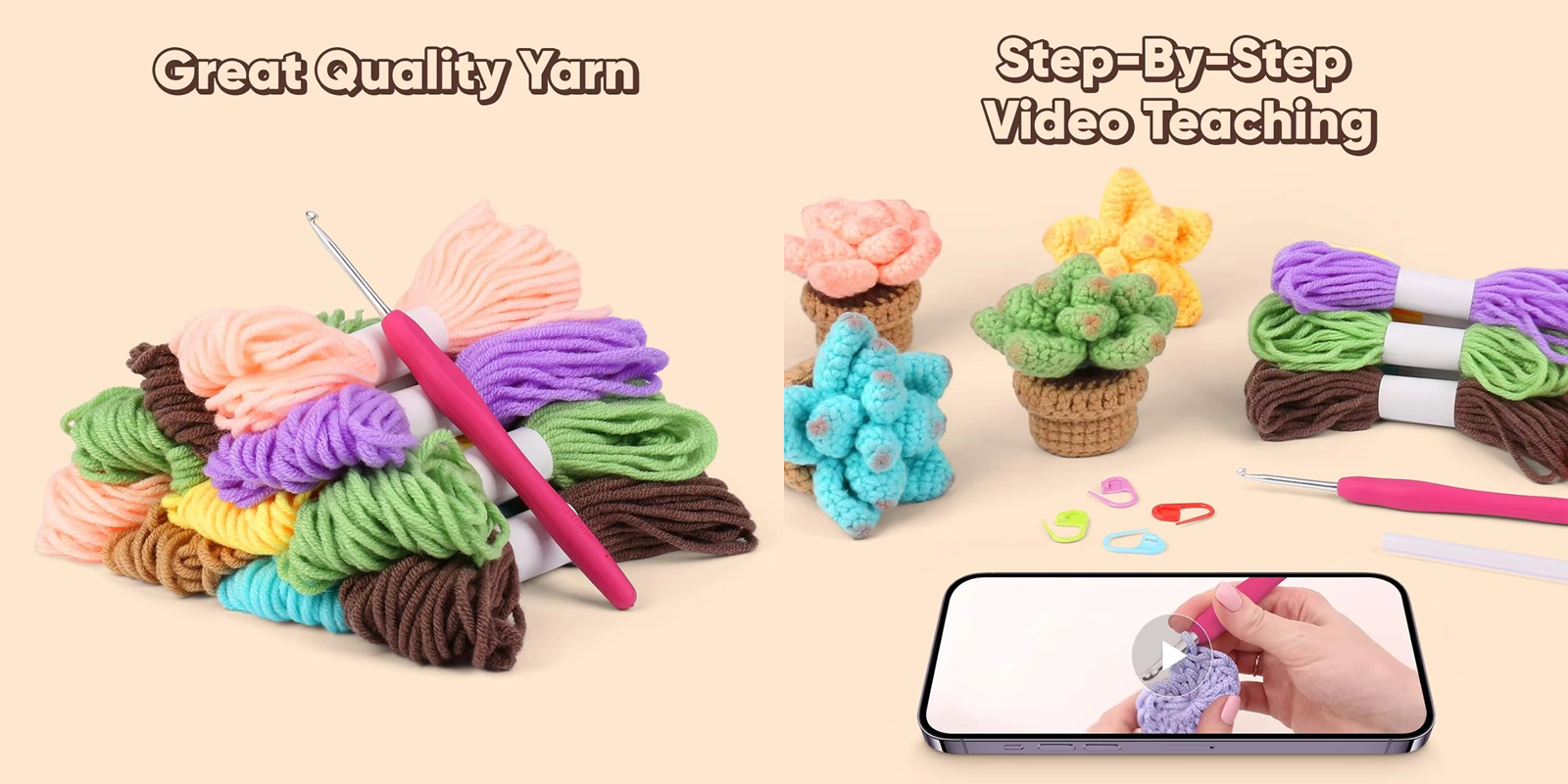 Factory Direct Sell High Quality Crochet Kit DIY Succulents Bonsai Set