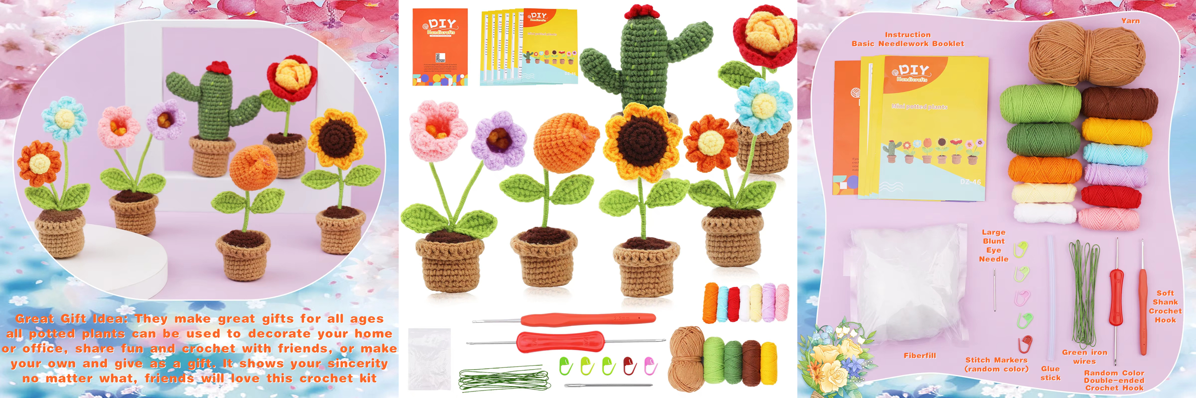 Wholesale Crochet Kits Plush Plant Flower Decoration Series Doll Set