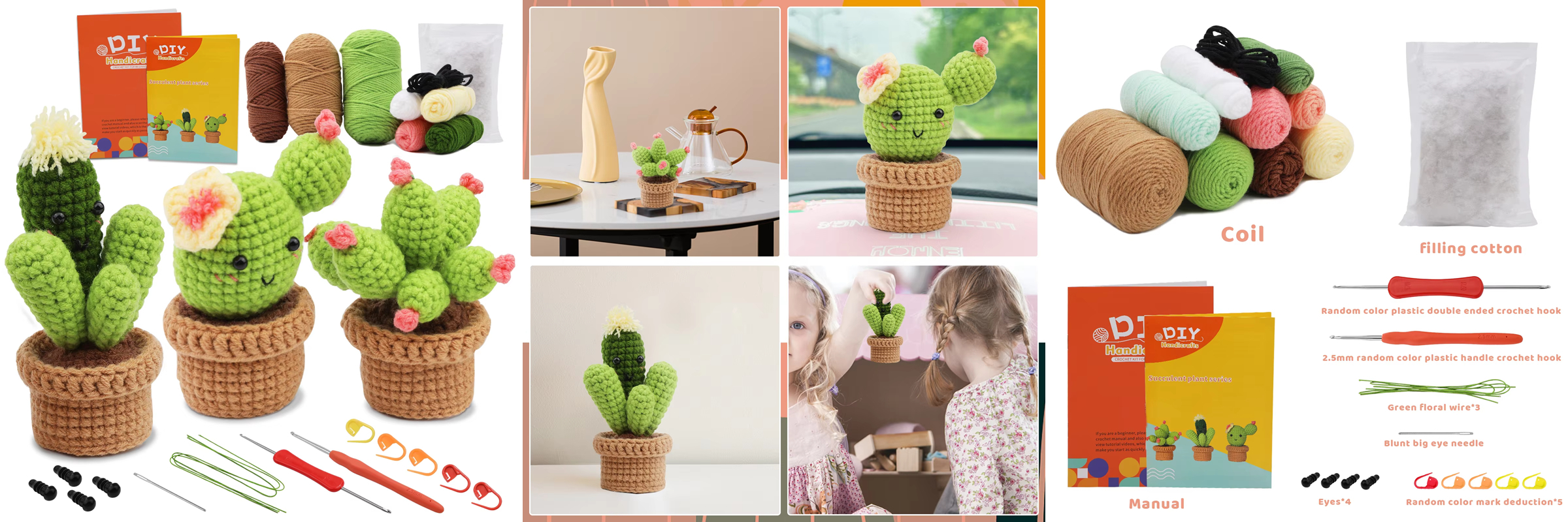 Sell Plant Crochet Kit Novice DIY Knitting Cactus Bonsai Decorated Set