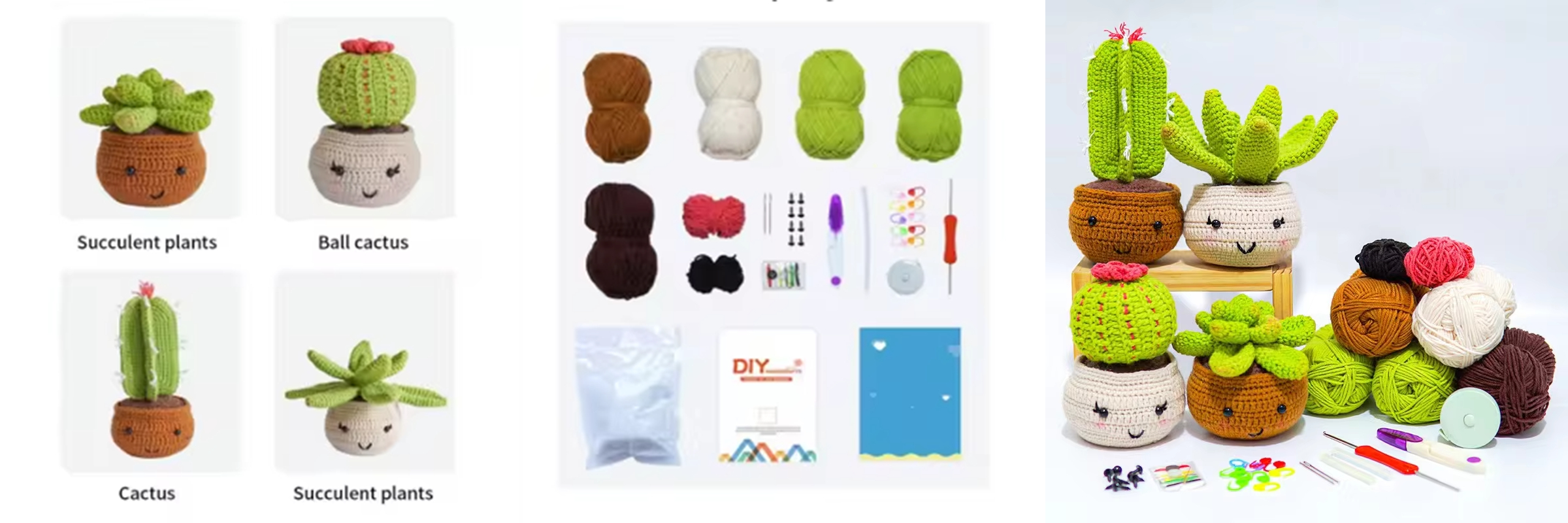 Factory Direct Selling Plants Crochet Kits DIY Knit Cactus Bonsai Sets