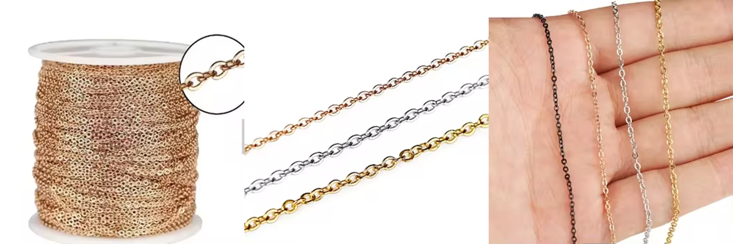 Gold Plated Stainless Steel Cable Chain Roll for DIY Jewelry Findings