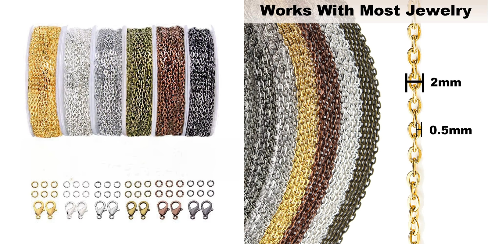 2mm Coloful Connect Metal Chain Cable Chain Jewelry Chain Accessories