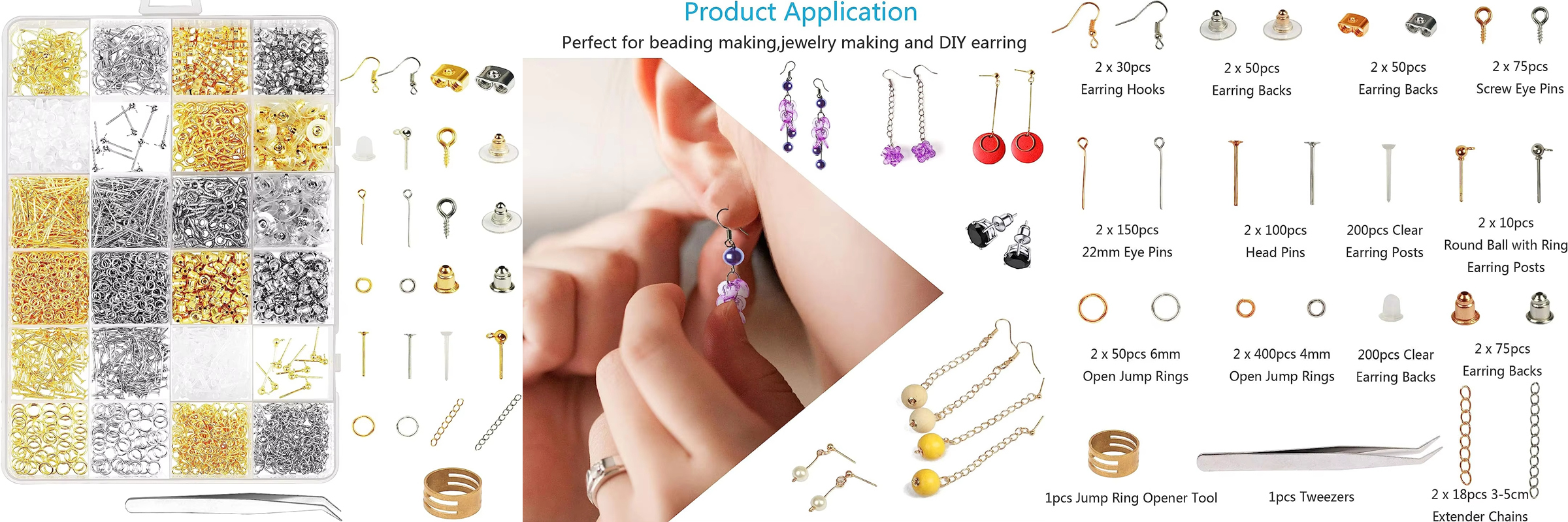 Factory Direct Selling 24 Grids Alloy Earring Making Accessories Set