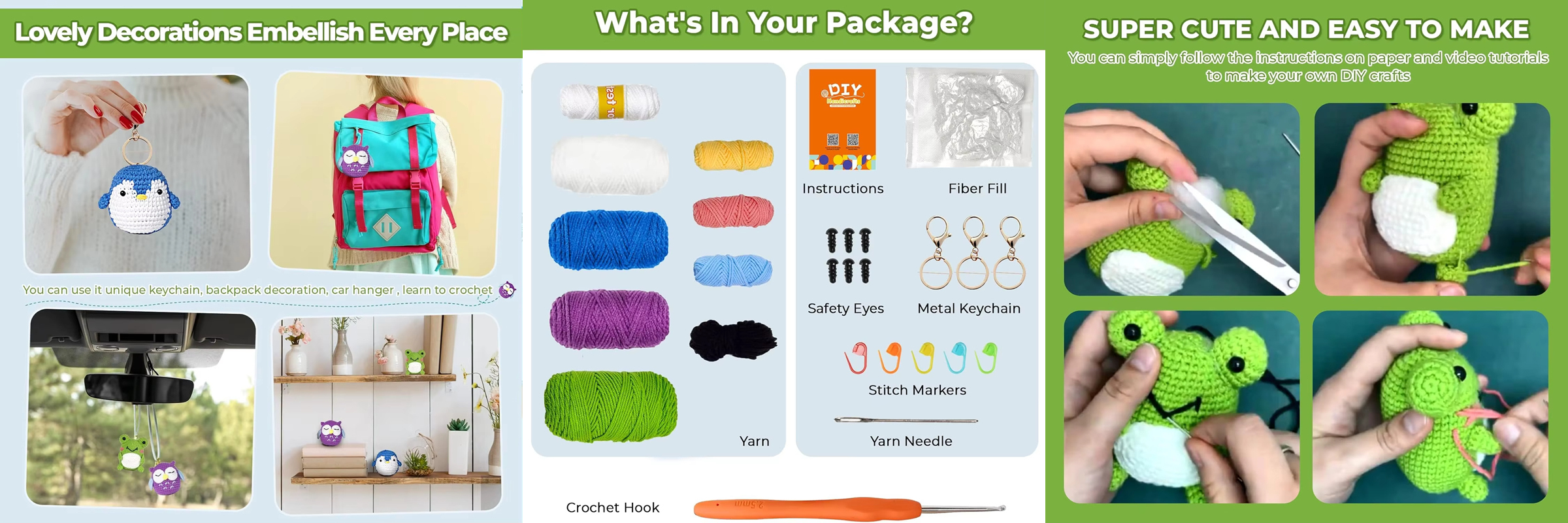 Factory Wholesale Crochet Animal Set Owl Frog Penguin Doll Knit Kit