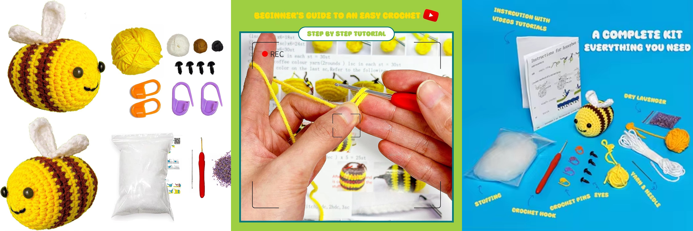 2024 Hot Sell Crochet Doll Kits DIY Knitting Bee Keychain Pendant Set