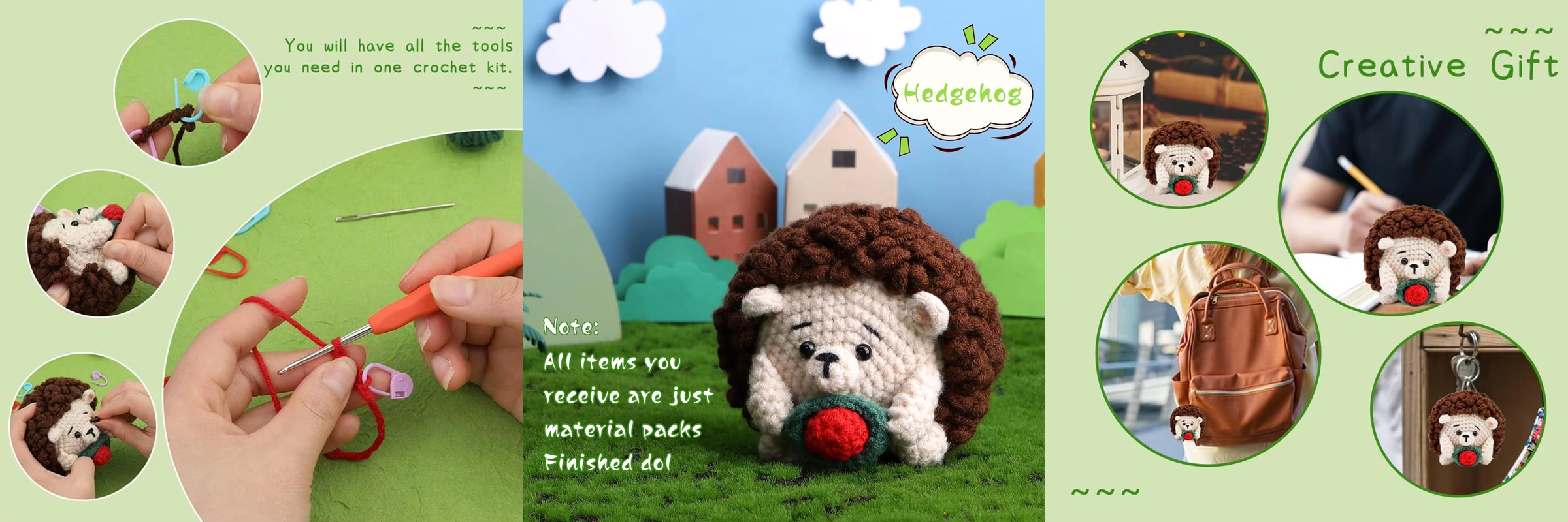 Hot Sell High Quality Crochet Animal Kit DIY Weaving Hedgehog Doll Set