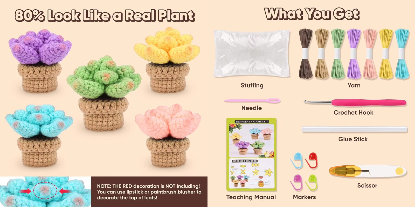 Factory Direct Sell High Quality Crochet Kit DIY Succulents Bonsai Set